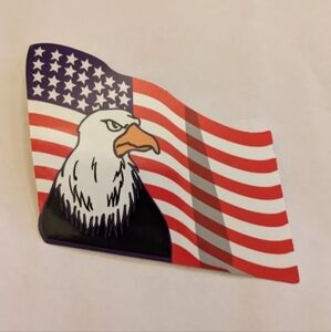 Vintage United States Of America Flag With Bald Eagle Machine Sticker 2001